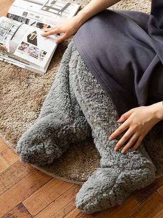 1pair Women's Winter Over Knee High Fuzzy Socks,Plush Cozy Slipper Stockings,Furry Long Leg Warmers Winter Home Fluffy Sleeping Socks,Fuzzy Knee-High Warmth Long Leggings,Warm Socks,Socks For Women,Christmas Socks,Maternity Socks Can Be Used As Open Toe Socks Or Footless Socks,