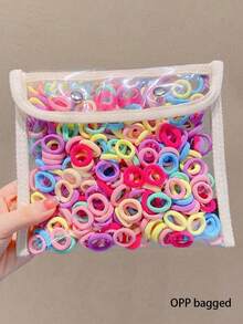 200pcs/Set Girls' Elastic Hairbands, Soft Towel Scrunchies, Princess Hair Accessories For Spring - Multicolor - View 6