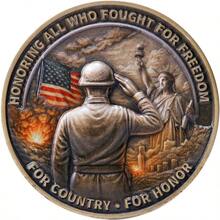 HAWTSaluting Soldier And Liberty Eagle Veterans Challenge Coin Honoring All Who Served Memorial Medallion Tribute Token For Service And Sacrifice Commemorative Military Keepsake Gift For Men And Women - 1Pcs - View 1