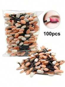 100个/50个装化妆海绵眼影刷双头柔软化妆海绵眼影迷你化妆工具 - 彩色 - 查看 10