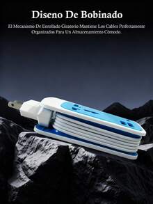 Regleta Cargador Multicontactos,Extencion Portatil Para Viaje Con Puestos Usb Y Enchufe - Azul - Ver 2