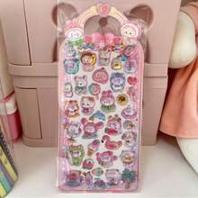 3D立体浮雕可爱动物贴纸，多巴胺贴纸，适用于DIY手机壳、杯子、手工装饰 - 彩色 - 查看 6