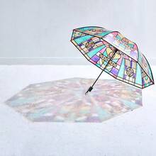 Colorful Stained Glass-Inspired Transparent Umbrella – Vintage Retro Window Flower & Romantic Poetry Design, Automatic & Manual Open/Close, Foldable & Compact For Travel, Waterproof & Windproof, 8-Rib Durability (Fiberglass/Aluminum Alloy Frame), Nylon Fabric, Lightweight, Plastic/Rubber Handle, Iron Rod, Minimalist Fashion, Ideal For Rainy Days, Everyday Use, Outdoor, Women & Girls, Single Pack, Unique Open/Close Mechanism, Durable & Portable - Bộ trang trí cửa sổ - Xem 4