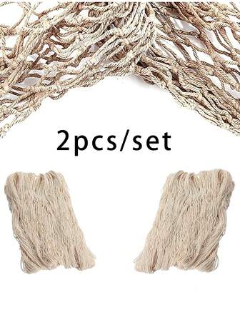 2 st/set handgjorda väggdekorationer med fisknät, endast repnät, tygpaneler med havstema för Hawaii-strandfester, sommarfotobakgrunder, Halloween, jul, påsk, tacksägelse, heminredning med strandtema, högtidsdekorationer, nautisk design