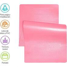 Tapete para Yoga con Correa para Transportar, Yoga de 8 mm de Grosor para Cualquier Ejercicio, Resistente, Flexible y Porttil, Fcil de Limpiar, Enrollable. - Rosa - Ver 3