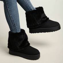 Snow Boots Women's Soft Sole Women's Shoes New Style Mid-Tube Short Boots Warm Plus Velvet Cotton Shoes Winter - 黑色 - 查看 5