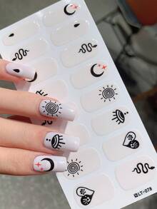 2片/套，全覆盖美甲贴纸，防水美甲贴纸，多种颜色和图案可选，易于使用的美甲装饰贴纸，美甲用品 - 彩色 - 查看 21