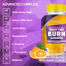 MEGNETA Weight Loss Nighttime Gummies | Melatonin For Deep Sleep, Relax, Antioxidant & Energy Cycle | Vitality And Energy, Insulin Health, Gut Health | Natural Formula With Kidney Bean, Lemon Balm, Melatonin & Passionflower, 60 Count - Một chai - Giai đoạn dùng thử - Xem 6