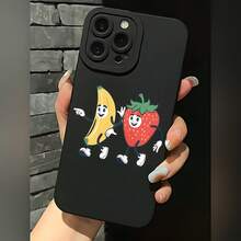 2026 nueva funda de teléfono esmerilada, funda de teléfono con estampado de dibujos animados de plátano y fresa para iPhone 17 15 Pro Max 14 13 12 11  Galaxy S24 S23 S22 S21 funda protectora regalo de pareja para novio novia día de San Valentín regalo de cumpleaños - Azul Klein - Ver 1