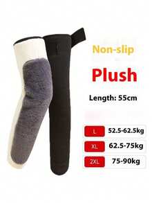 1pc 360° Full Coverage Warm Knee Pads, Thick Fleece Knee Brace With Straps For Winter, Cycling Joint Cold Protection Knee Sleeve - Dark Grey - View 10