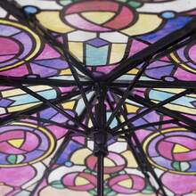 Colorful Stained Glass-Inspired Transparent Umbrella – Vintage Retro Window Flower & Romantic Poetry Design, Automatic & Manual Open/Close, Foldable & Compact For Travel, Waterproof & Windproof, 8-Rib Durability (Fiberglass/Aluminum Alloy Frame), Nylon Fabric, Lightweight, Plastic/Rubber Handle, Iron Rod, Minimalist Fashion, Ideal For Rainy Days, Everyday Use, Outdoor, Women & Girls, Single Pack, Unique Open/Close Mechanism, Durable & Portable - Bộ trang trí cửa sổ - Xem 7