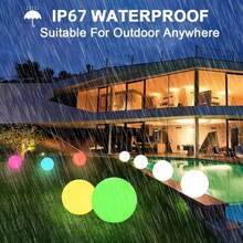 HOODINK 2/1PACK Solar Globe Light Outdoor, Waterproof Solar Ball Light For Outside Remote, 16 RGB Color Changing Glowing Orb Lamp Landscape Lighting Mood Lamp For Garden Patio Yard Pathway Decor - Nhiều màu - Xem 6