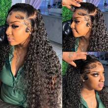 13x6/13x4 蕾丝前假发，真人发丝，带婴儿绒毛，180% 密度，高清透明蕾丝前假发，预先拔毛，水波纹，湿波蕾丝前假发，28 英寸