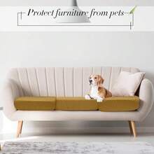 Newwiee 8Pcs Patio Cushion Covers Stretch Outdoor Cushion Cover Replacement For Patio Furniture Sofa Couch Slipcovers, Soft Flexibility Washable Furniture Protector(Waterproof Pure,Tan),One-Size,TanWaterproofPure - 防水純 - 查看 7