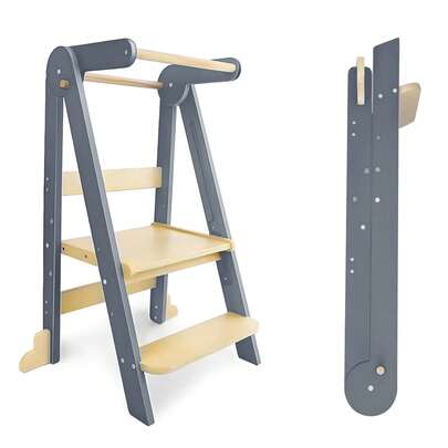 Foldable Kitchen Tower,Collapsible Standing Tower,Montessori Kitchen Stools