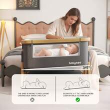 Jimberbay Baby Bassinet, 5 In 1 Bedside Sleeper With Mosquito Net Diaper Table 4D Air Fiber Mattress And Storage Basket, Waterproof Mattress Baby Crib, Grey - Grey - View 7