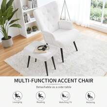 Loungesessel mit Hocker,Ohrensessel,Relaxsessel,Lesesesselaus,Fernsehsessel,Armchair für Wohnzimmer,Schlafzimmer Bis 168kg - Fleece, weiß - Übersicht 3