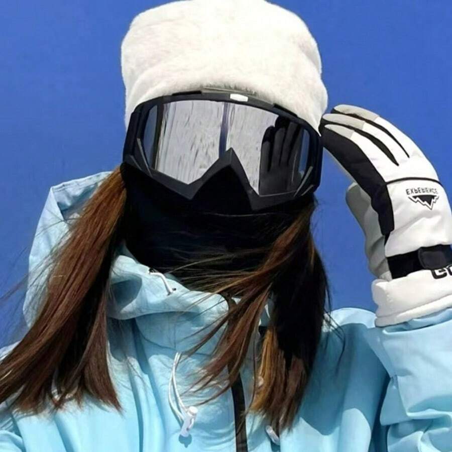 1 Óculos de Esqui Femininos Antiembaçantes, Óculos Esportivos para Ciclismo com Armação Grande e Proteção Contra Vento para Uso Externo