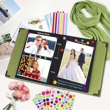 ZEEYUAN Hardcover Scrap Book Album Journal Photos Scrapbook Memories Photo Book Album Vintage DIY Photo Scrap Book Gifts For Couples Anniversary Christmas Than1ks 1giving Valentines Day,GrassGreen - 草綠 - 查看 8