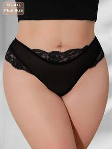 Đồ lót nữ cỡ lớn màu trơn đơn giản thoải mái - màu đen - Xem 5