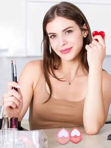 1pc Heart-Shaped Refillable Makeup Case With Mirror - Empty Palette & Lipstick Box, Portable Multifunctional Holder For Eyeshadow, Foundation, Concealer (Compatible With Most Lipsticks & Powders) - View 5