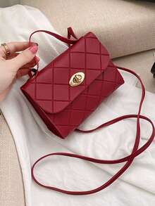 New Women's PU Leather Handbag, Large Capacity Bag, Rhombus Pattern Ladies Tote Bag