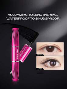 MISTINE 防水黑色捲翹纖長睫毛膏，24小時捲翹、提升、加長睫毛，不結塊、防污染，不含動物成分和純素纖維睫毛膏，自然黑色，5.5g 1支 - 黑色 - 查看 1