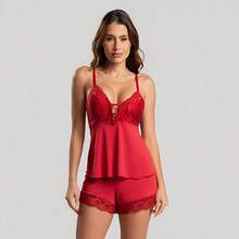 Comfortable Baby Doll With Lace Detail, Microfiber Straps, And Short Doll Style - 黑色 - 查看 5