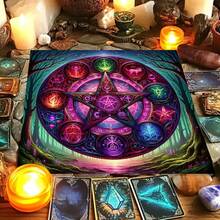 1pc Enchanting 12 Constellations Divination Altar Cloth - Vibrant Polyester Altar Mat With Celestial & Floral Design For Tarot Reading, Witchcraft & Astrology, Tarot Tablecloth Boho Playmat Cloth Home Decor - Multicolor - View 3