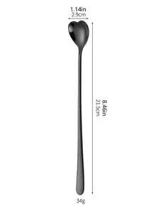 1 pièce Cuillère à glace en forme de cœur en acier inoxydable 304, cuillère à dessert à long manche pour mariage, brasseur de café - Multicolore - Voir 11