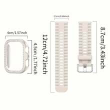 一套镶钻PC保护壳+硅胶运动表带，适用于华为Fit3/Fit4 Pro，透气柔软硅胶表带，带镶钻保护套，适用于华为Fit 4智能手表配件