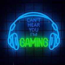 Señal de neón para juegos, luz de neón de colores de la zona de juegos para decoración de pared de la sala de juegos, luz de neón para jugadores y señales de juegos con iluminación de auriculares alimentados por USB para decoración de la habitación de adolescentes, decoraciones de fiesta de cumpleaños de jugadores, mejores regalos de juegos de Navidad, fácil de colgar.