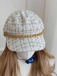 26英寸合成假发帽，长款波浪卷发白色假发帽，带合成发片，适合女性和女孩冬季佩戴（自然黑、浅棕、深棕、金色） - 彩色 - 查看 8