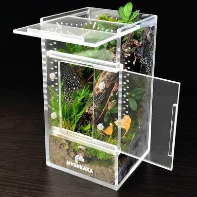 360° Transparent Acrylic Jumping Spider Enclosure Breeding Box Spliced Reptiles Geckos Insect Ventilated Terrarium