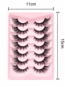 Fengxiu Eyelash 1盒7对D/DD卷度奢华蓬松浓密夸张凌乱仿貂毛假睫毛，可重复使用，柔软舒适，条状假睫毛，提拉眼角，仿貂毛假睫毛，俄式浓密睫毛，猫眼睫毛，睫毛，假睫毛，美容与健康，圣诞节，万圣节，新年，节日妆容 - 黑色 - 查看 3