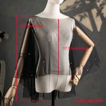 1pc Gothic Style Black Witch Bridal Cosplay Accessory, Faux Pearl Embellished Wedding Shawl Bolero - Black - View 7