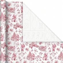 - Papel de regalo de Navidad reversible (3 rollos: 120 m2 ft. ttl) Merry Holidays, copos de nieve, muñecos de nieve, rayas rojas V4NO - Red Toile, Black Buffalo Plaid, Navidad, manualidades - Ver 9