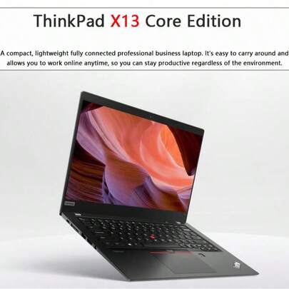 Lenovo 翻新13.3英寸笔记本电脑，X13轻薄便携商务本，搭载第十代i5处理器，型号为X13_i5 10th Gen_8G_256G，适用于办公、设计、制作、娱乐休闲等多种用途。