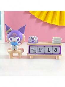 Sanrio 1件三丽鸥[可爱三丽鸥日历] 三丽鸥可爱卡通人物日历 - 可爱的波恰可设计，配有坚果和荷包蛋，合成橡胶材质，英文文字，非常适合办公室或学校装饰，理想的女性礼物，桌面配件，返校季用品，学习用品 - 彩色 - 查看 10