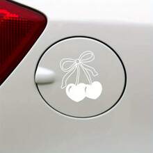 Heart Cherry Butterfly Car Sticker - Self-Adhesive Gas Tank Decal With Glossy Embroidery Effect, Automotive Body Decor For Glass & Smooth Surfaces, Car Accessories,Car Decals,Car Decor,Car Stickers,Car Essentials,Car Stuff