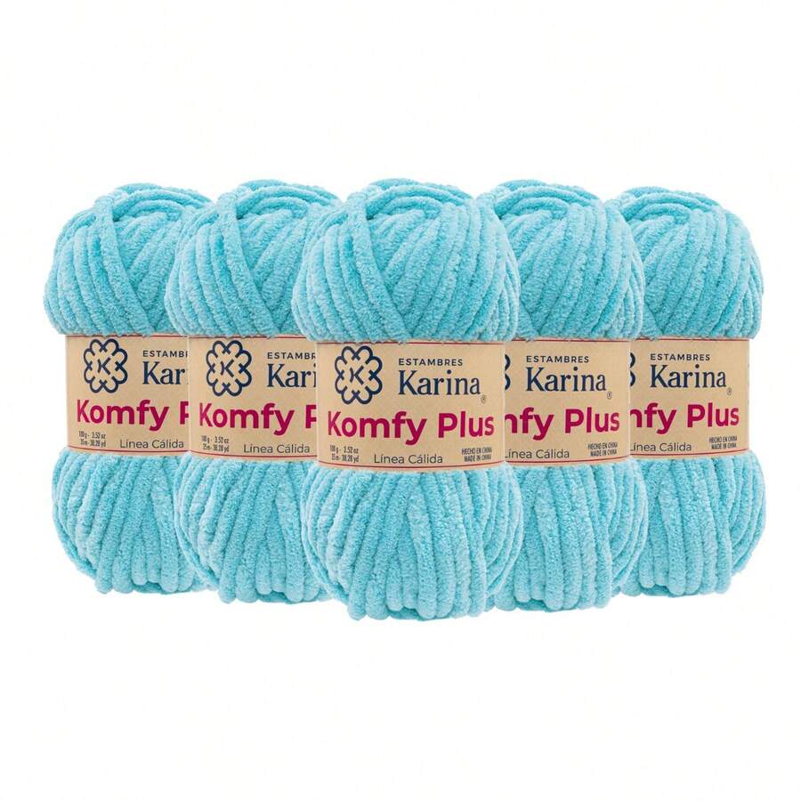 ESTAMBRE KOMFY PLUS PAQ 5 MADEJAS 100 GRS C/u COLOR POR PAQUETE ESTAMBRES KARINA - 08 Turquesa - Ver 1