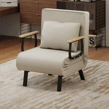 1-Seater Adjustable Sofa Bed With Soft Cushions And Removable Sofa Cover, Metal Legs, Suitable For Living Rooms And Offices - 米色 - 查看 12