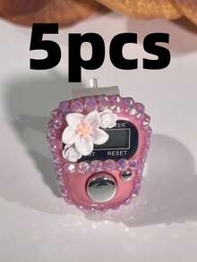 Handmade DIY Rhinestone Rosary Counter Watch, Lightweight & Portable, Cute Floral Decor Electronic Display Mantra Counter, Birthday/Ramadan/Valentine's Day Small Gift, Suitable For Religious Chanting Count During Ramadan, Daily Religious Practice, Ramadan Gift, Portable For Carrying