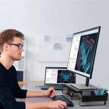 Base para Monitor, Soporte de Metal para Monitor, Soporte para Monitor de Computadora con Cajones y 4 Estantes de Almacenamiento, Adecuado para Monitores de Computadora y Computadoras Portátiles - G - Ver 11