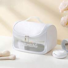 1pc Large Capacity Water-Resistant Semi-Transparent Zipper Makeup Bag - Portable Travel Cosmetic Organizer, Can Be Carried, Hung, And Placed On Vanity Or In Suitcase, Very Convenient - Multicolor - View 6