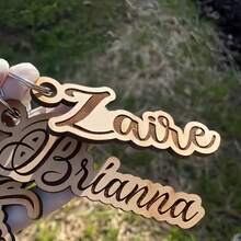 1/2/5Pcs Custom Keychain,Personalized Name Keychain,Engraved Wooden Name Tag,Personalized Gift For Him Her, Bag Charm, Backpack Accessories,School Bag Tags,Birthday & Valentine's Day Gift, And Special Occasions - متعدد الألوان - مشاهدة 5