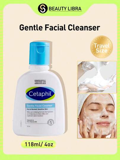 Cetaphil 洁面乳，保湿温和洁肤，适用于干性至中性敏感肌肤，118毫升/4盎司，无香精，无皂基，无泡沫