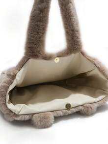 Túi Tote Nhung Màu Be Dung Tích Lớn Mùa Thu Mới, Thiết Kế Tối Giản Thời Trang Túi Đeo Vai Nữ Dành Cho Học Sinh, Đi Làm Hàng Ngày - màu nâu - Xem 8