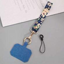 彩绘斜挎手机挂绳可调节颈挂绳带垫圈夹防丢失通用手机壳挂绳送给母亲、家人、朋友、生日、节日的礼物手机挂饰、手机链 - 藍色 - 查看 20