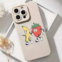 2026 nueva funda de teléfono esmerilada, funda de teléfono con estampado de dibujos animados de plátano y fresa para iPhone 17 15 Pro Max 14 13 12 11  Galaxy S24 S23 S22 S21 funda protectora regalo de pareja para novio novia día de San Valentín regalo de cumpleaños - Azul Klein - Ver 6
